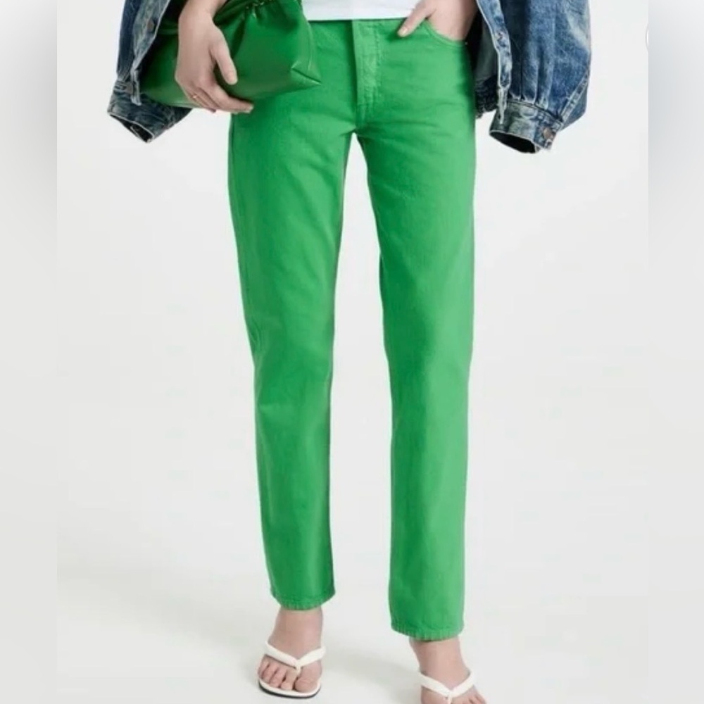 Frame Denim Le Slouch green straight leg jeans 27